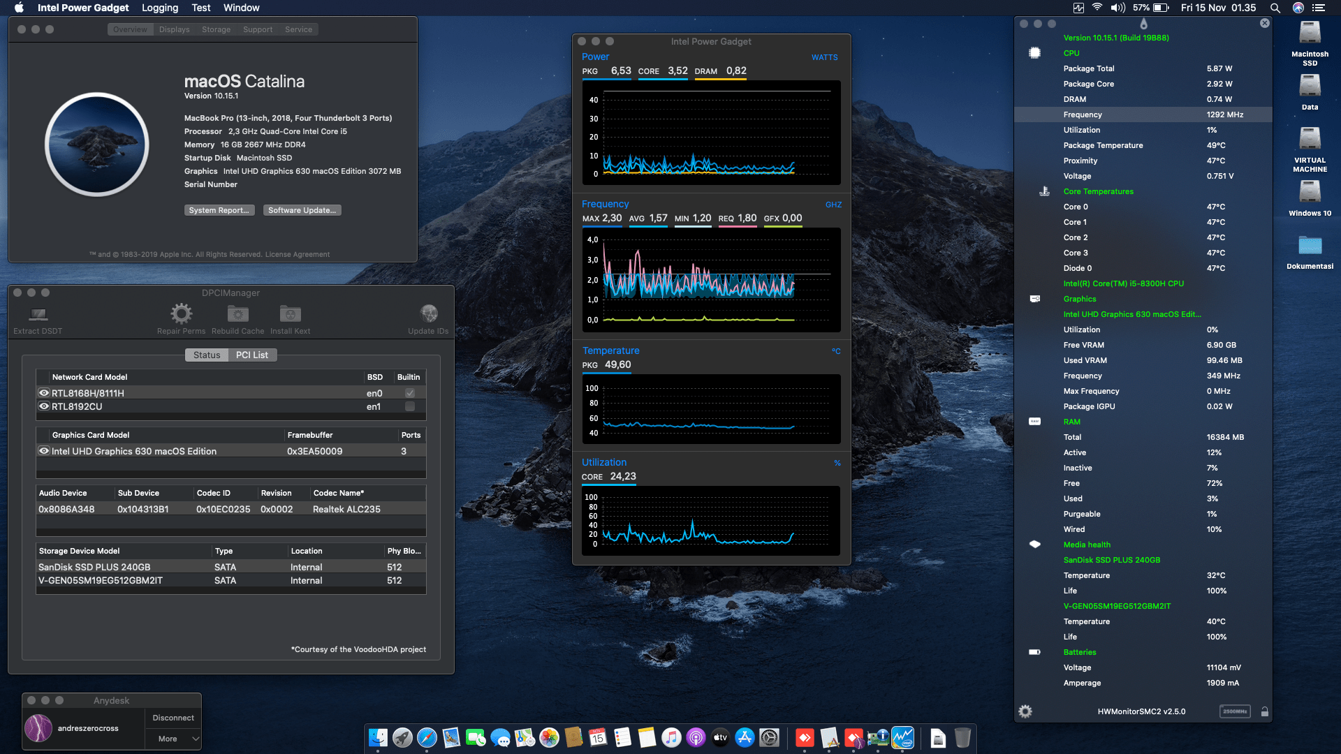 Success Hackintosh macOS Catalina 10.15.1 Build 19B88 at ASUS TUF FX505GE